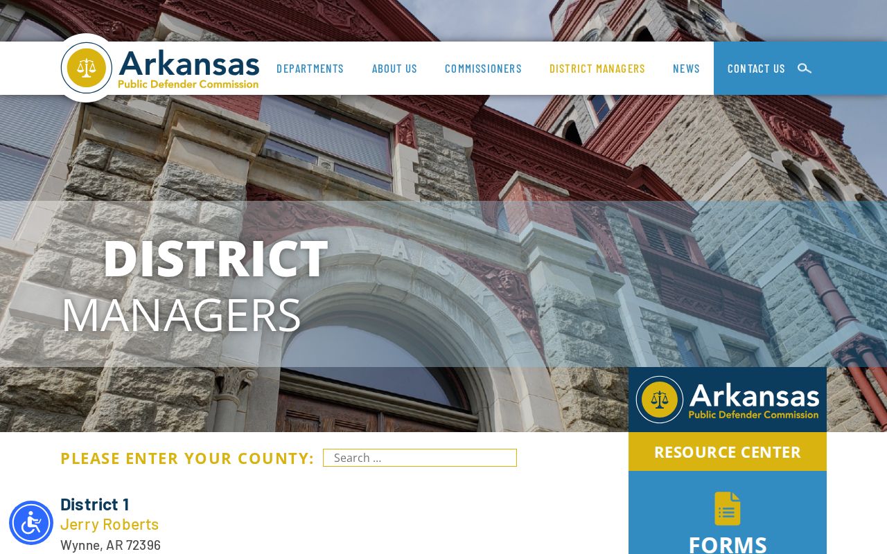 Chicot County criminal records public defender district manager listing